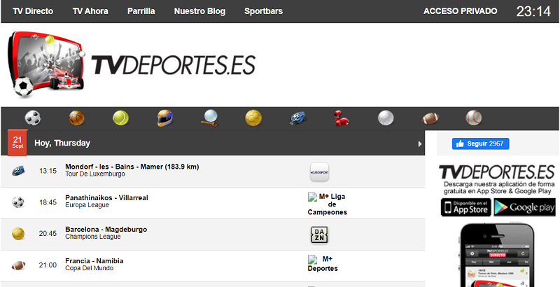 tvdeportes.es - Páginas para Ver Deportes Gratis Online
